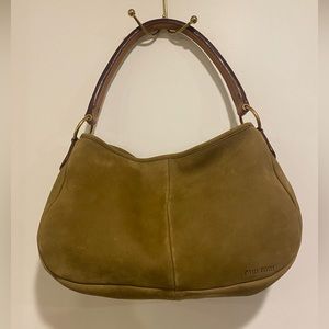 Brand new Miu Miu hobo nabuk leather bag with brown leather strap